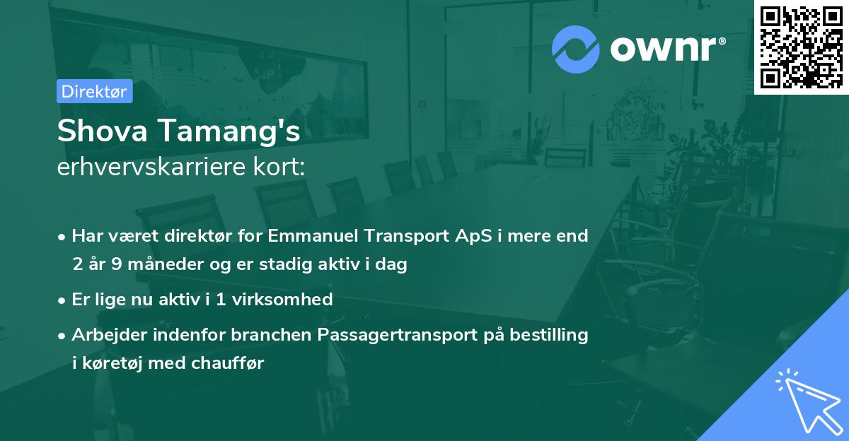 Shova Tamang's erhvervskarriere kort