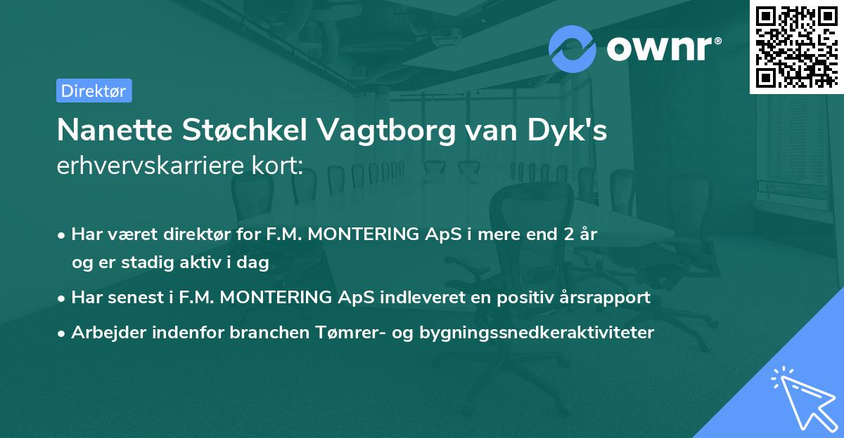 Nanette Støchkel Vagtborg van Dyk's erhvervskarriere kort