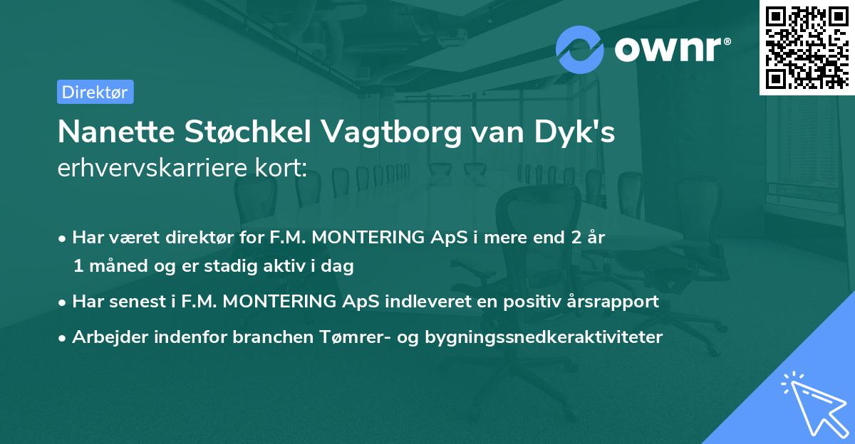 Nanette Støchkel Vagtborg van Dyk's erhvervskarriere kort