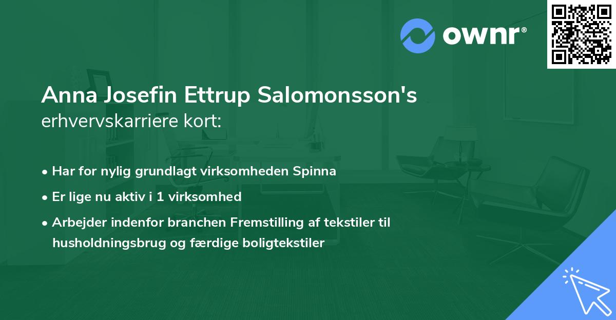 Anna Josefin Ettrup Salomonsson's erhvervskarriere kort