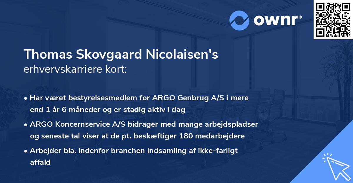 Thomas Skovgaard Nicolaisen's erhvervskarriere kort