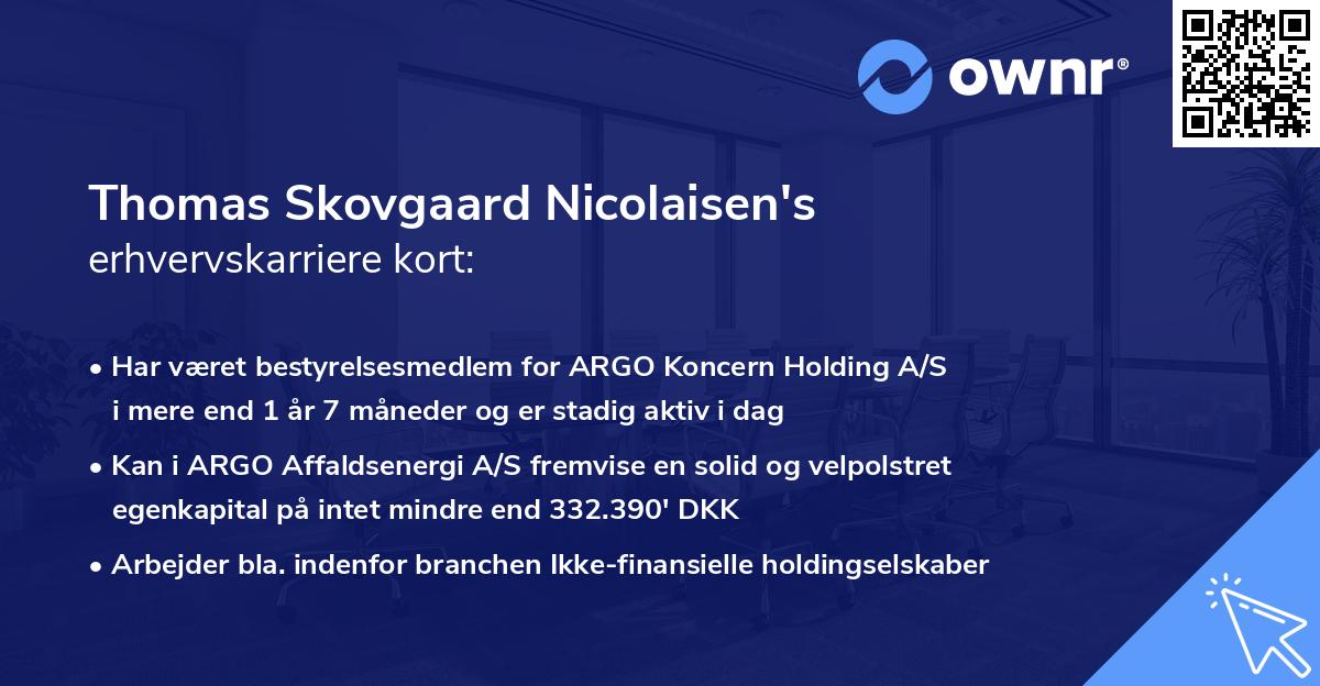 Thomas Skovgaard Nicolaisen's erhvervskarriere kort