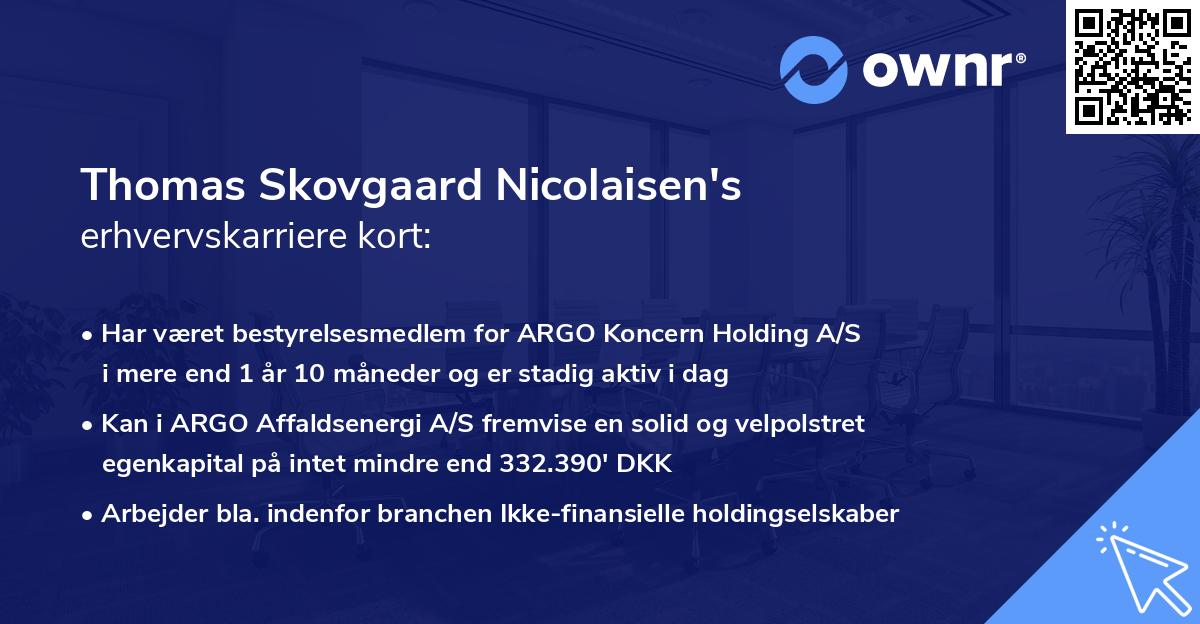 Thomas Skovgaard Nicolaisen's erhvervskarriere kort