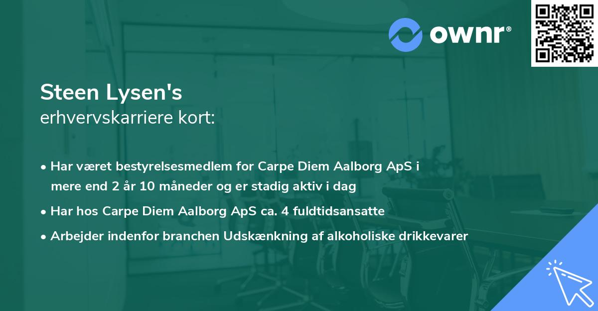Steen Lysen's erhvervskarriere kort