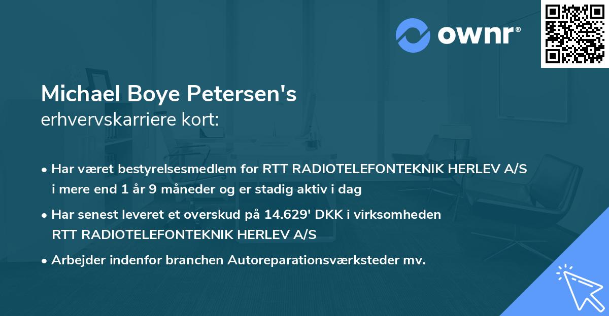 Michael Boye Petersen's erhvervskarriere kort