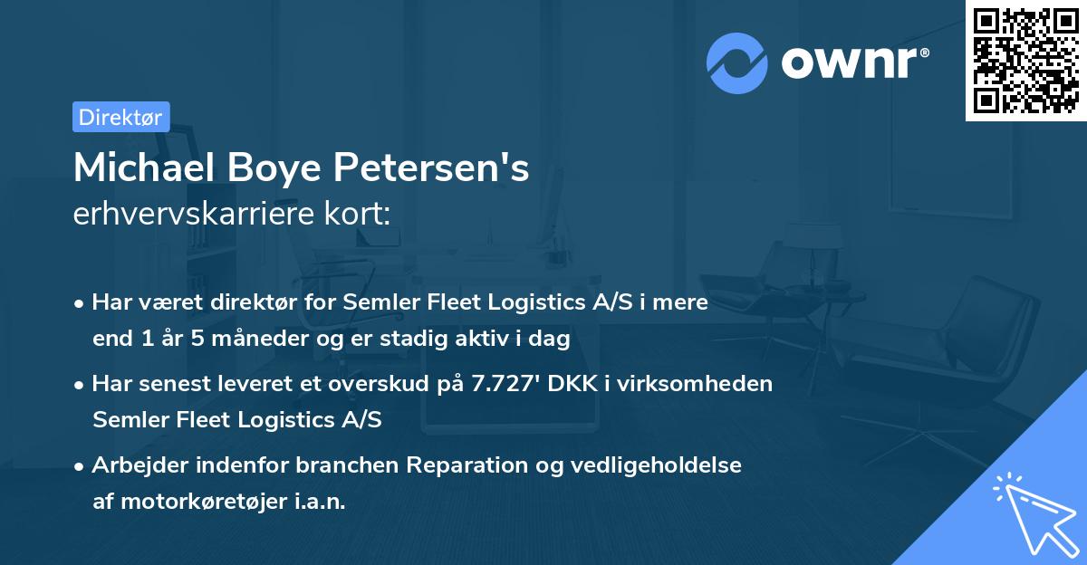 Michael Boye Petersen's erhvervskarriere kort