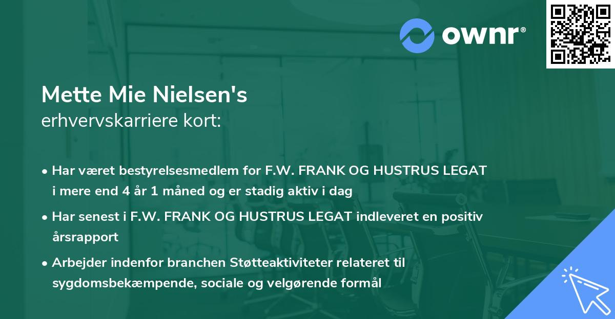 Mette Mie Nielsen's erhvervskarriere kort