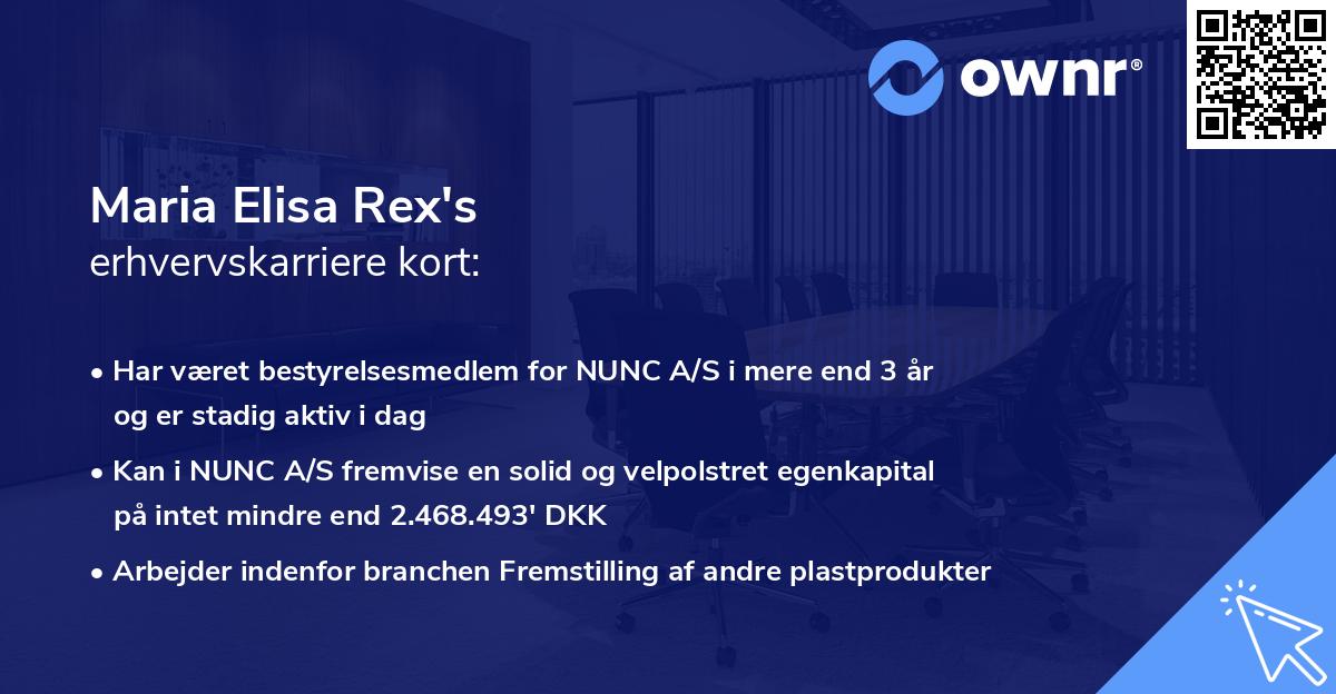 Maria Elisa Rex's erhvervskarriere kort