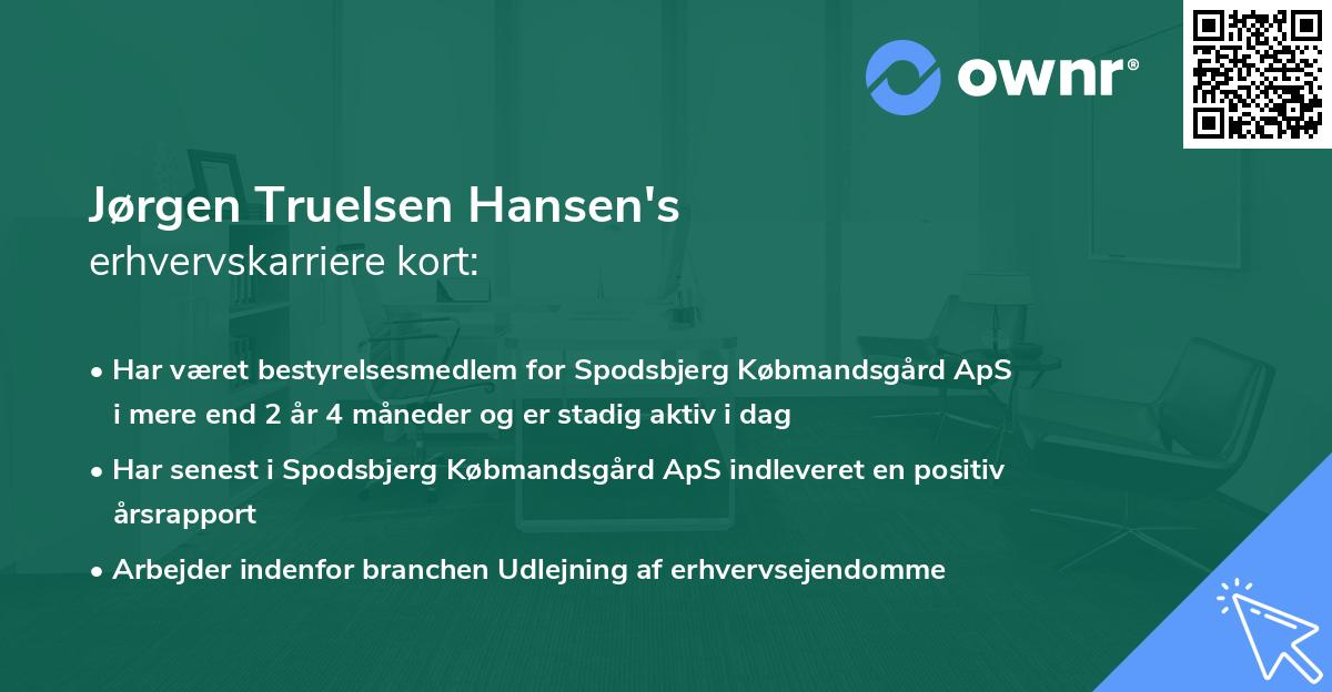 Jørgen Truelsen Hansen's erhvervskarriere kort