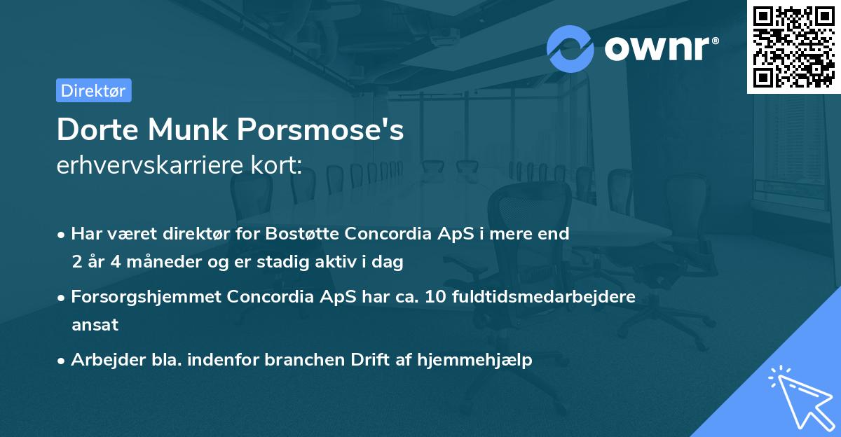 Dorte Munk Porsmose's erhvervskarriere kort