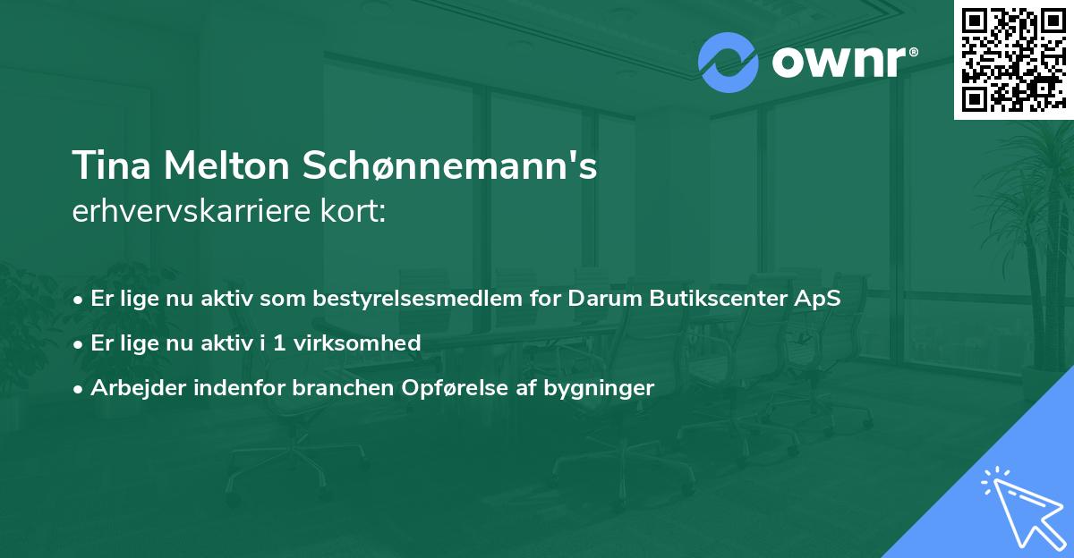 Tina Melton Schønnemann's erhvervskarriere kort