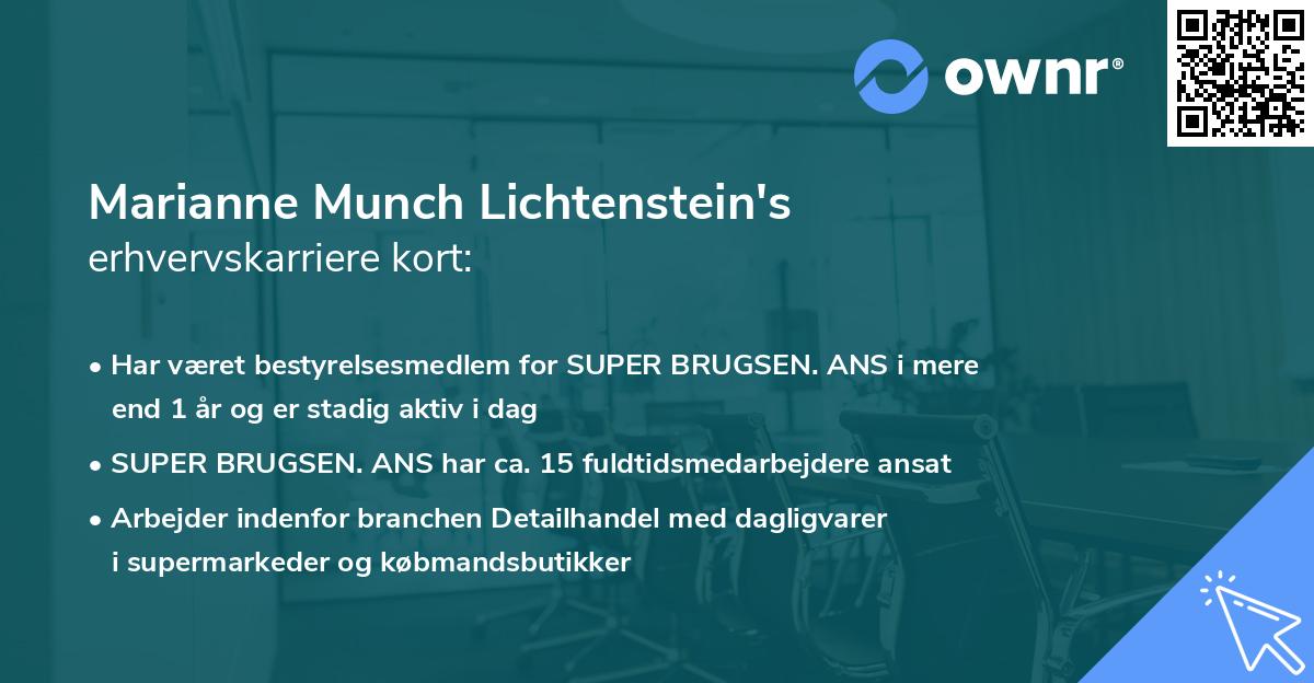 Marianne Munch Lichtenstein's erhvervskarriere kort