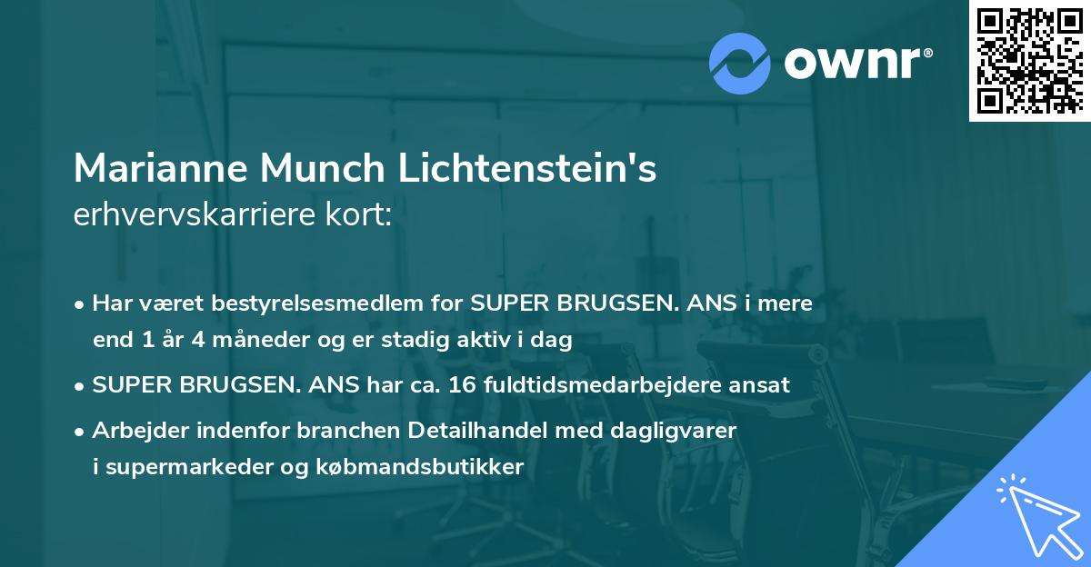 Marianne Munch Lichtenstein's erhvervskarriere kort