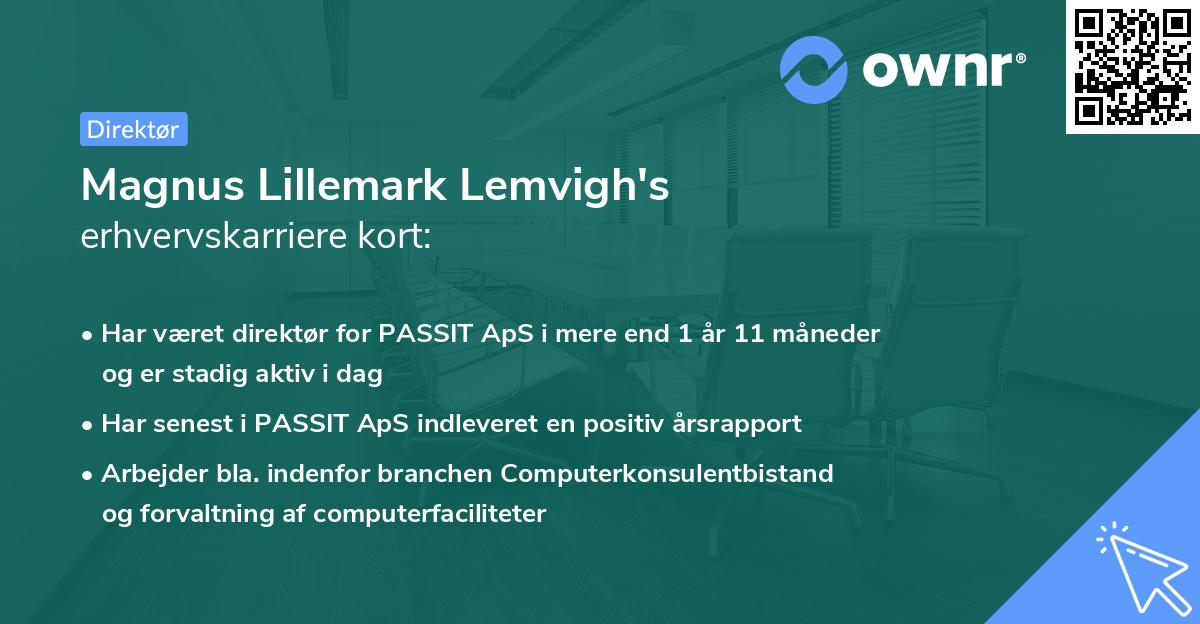 Magnus Lillemark Lemvigh's erhvervskarriere kort
