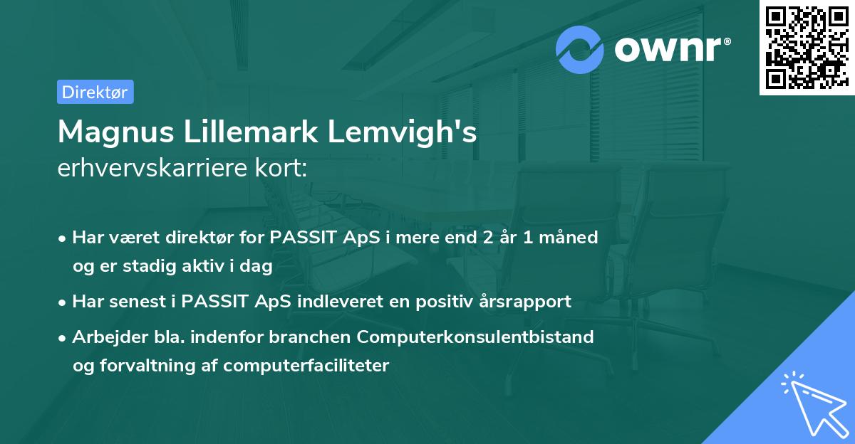 Magnus Lillemark Lemvigh's erhvervskarriere kort