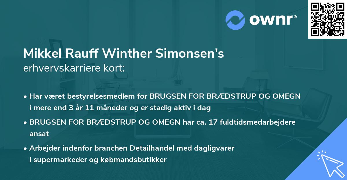 Mikkel Rauff Winther Simonsen's erhvervskarriere kort