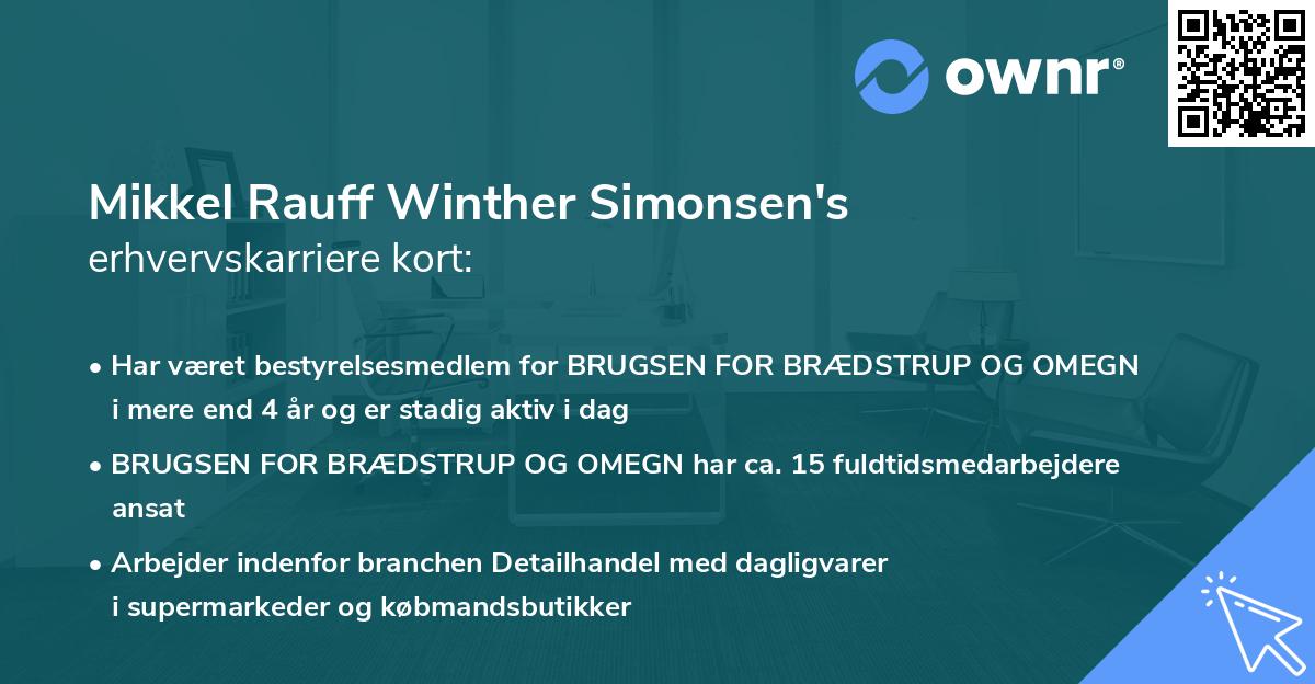 Mikkel Rauff Winther Simonsen's erhvervskarriere kort