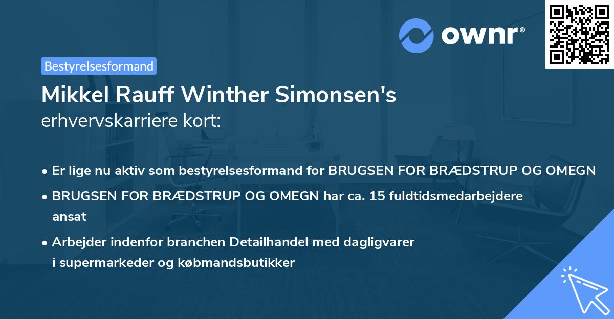 Mikkel Rauff Winther Simonsen's erhvervskarriere kort
