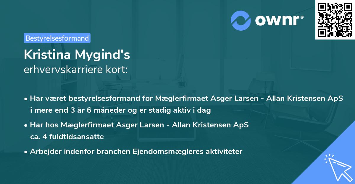 Kristina Mygind's erhvervskarriere kort