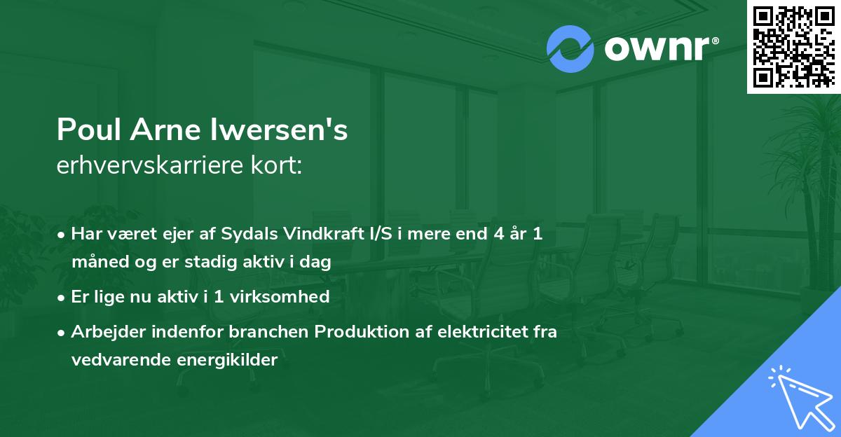 Poul Arne Iwersen's erhvervskarriere kort