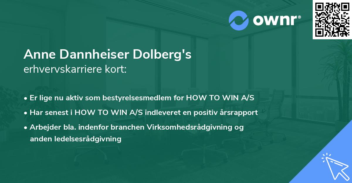 Anne Dannheiser Dolberg's erhvervskarriere kort
