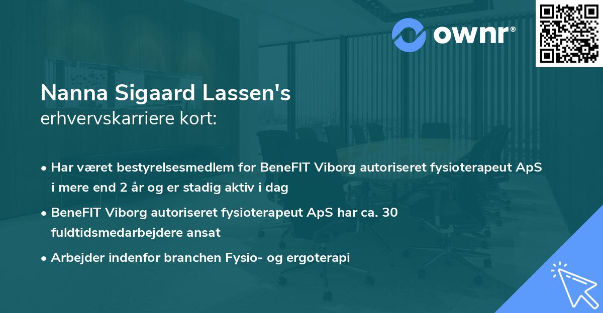 Nanna Sigaard Lassen's erhvervskarriere kort