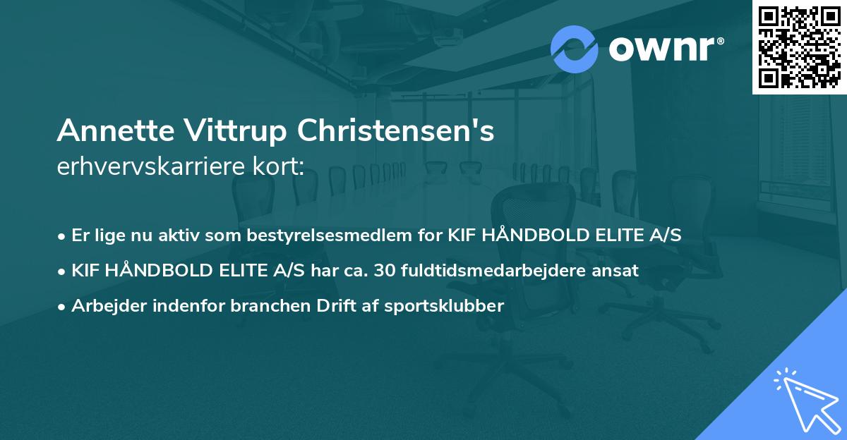 Annette Vittrup Christensen's erhvervskarriere kort