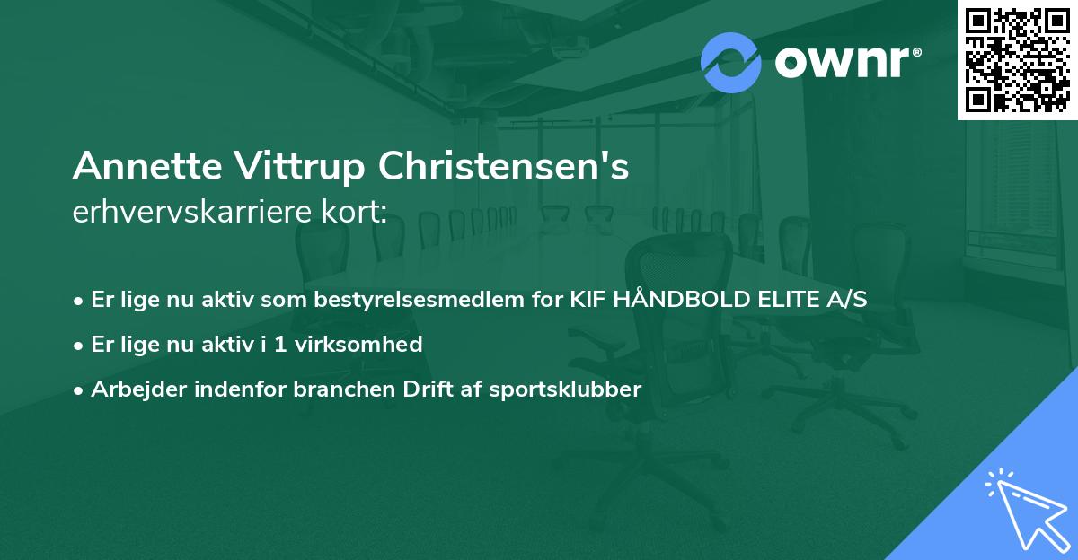 Annette Vittrup Christensen's erhvervskarriere kort