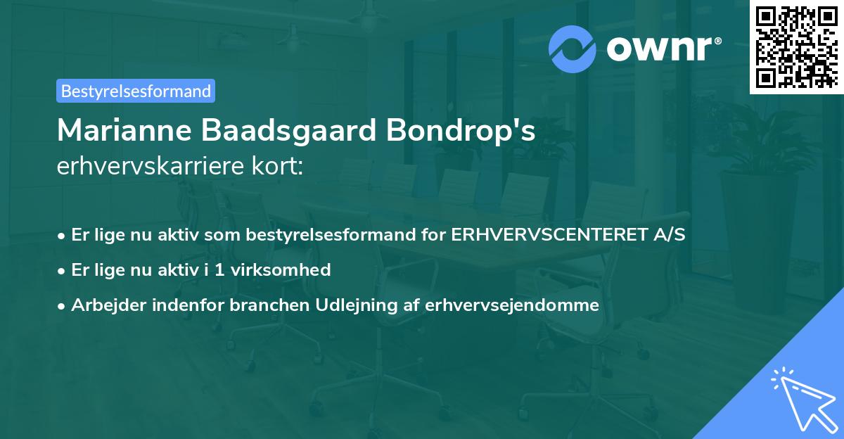 Marianne Baadsgaard Bondrop's erhvervskarriere kort