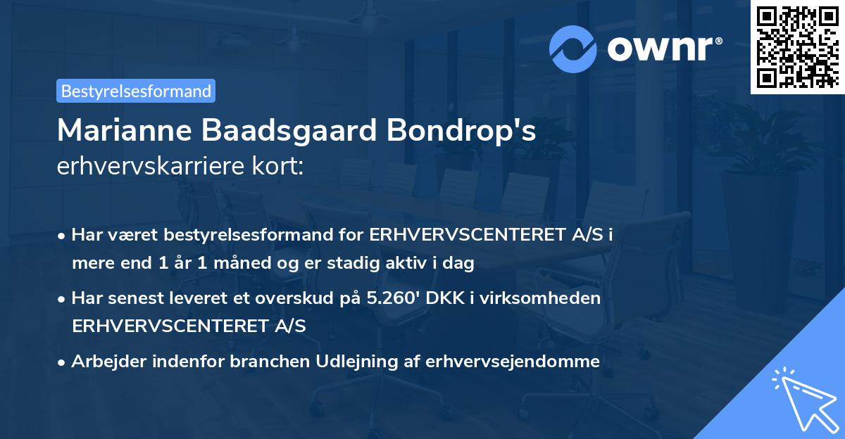 Marianne Baadsgaard Bondrop's erhvervskarriere kort