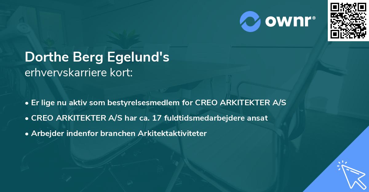 Dorthe Berg Egelund's erhvervskarriere kort