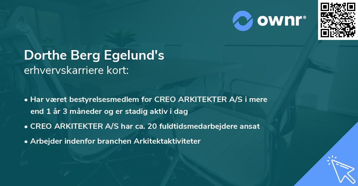 Dorthe Berg Egelund's erhvervskarriere kort