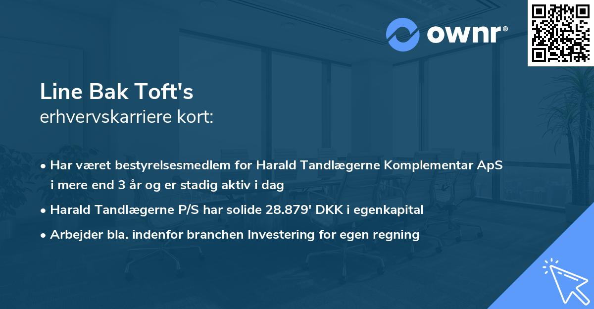Line Bak Toft's erhvervskarriere kort