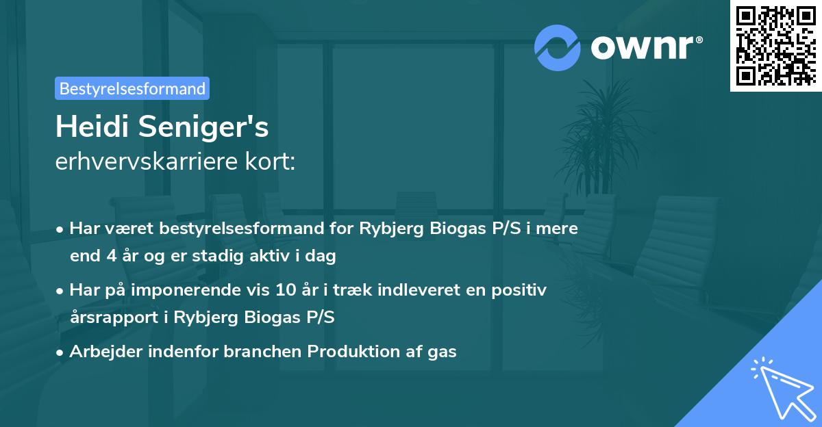 Heidi Seniger's erhvervskarriere kort