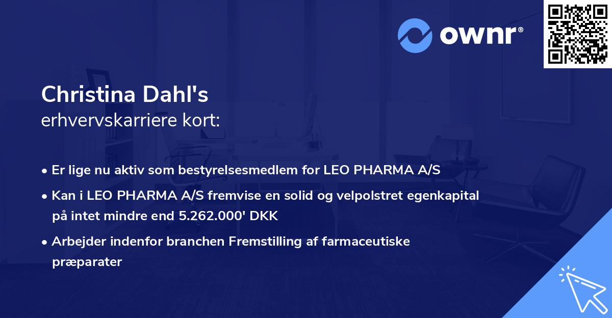 Christina Dahl's erhvervskarriere kort