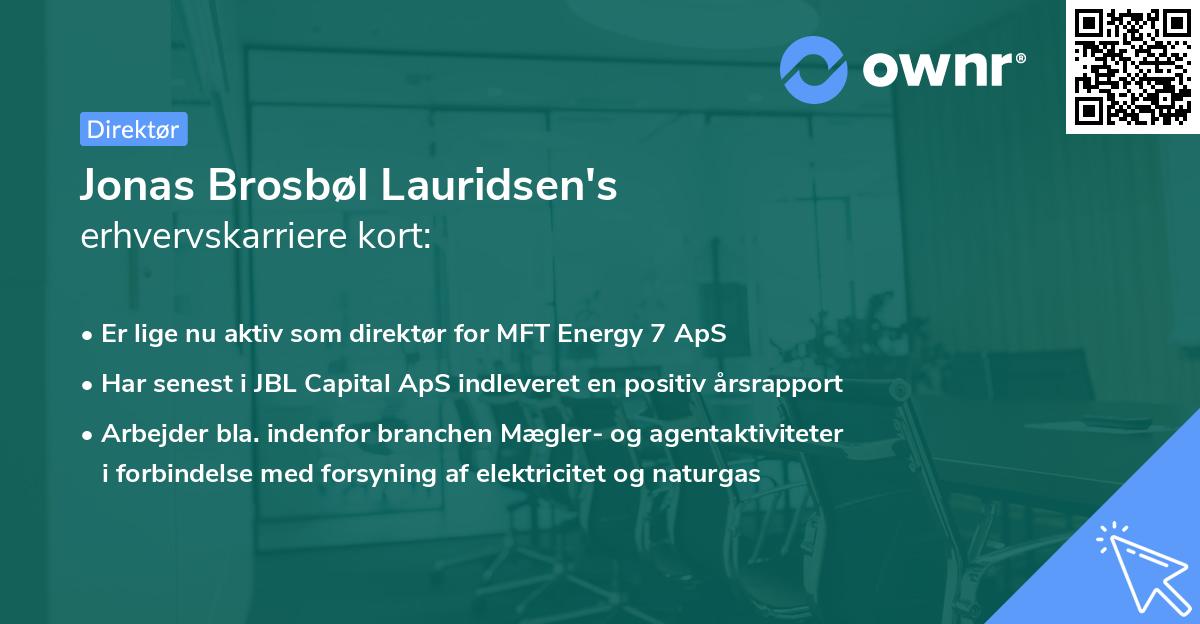 Jonas Brosbøl Lauridsen's erhvervskarriere kort