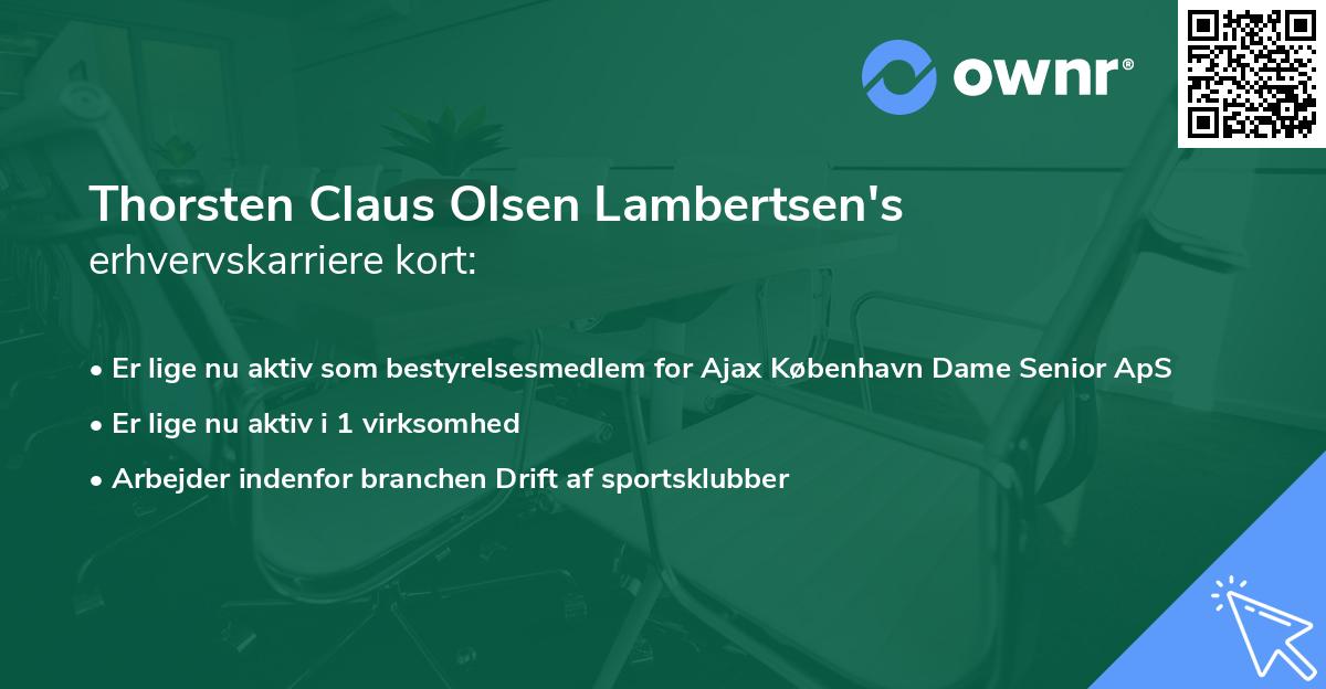 Thorsten Claus Olsen Lambertsen's erhvervskarriere kort
