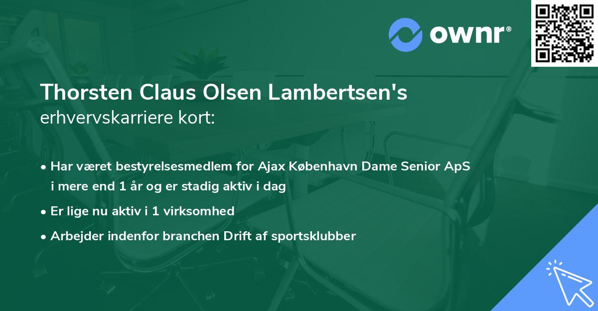 Thorsten Claus Olsen Lambertsen's erhvervskarriere kort