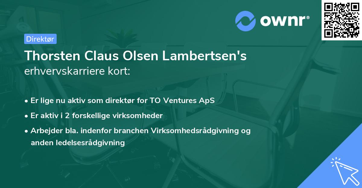 Thorsten Claus Olsen Lambertsen's erhvervskarriere kort