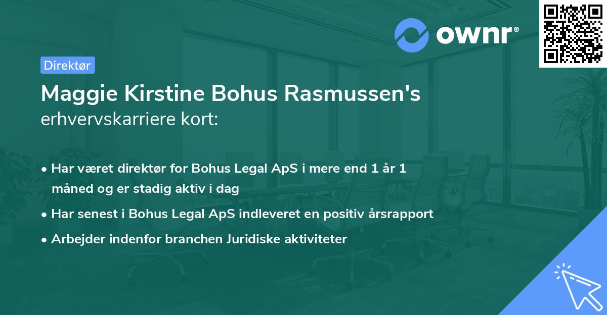 Maggie Kirstine Bohus Rasmussen's erhvervskarriere kort