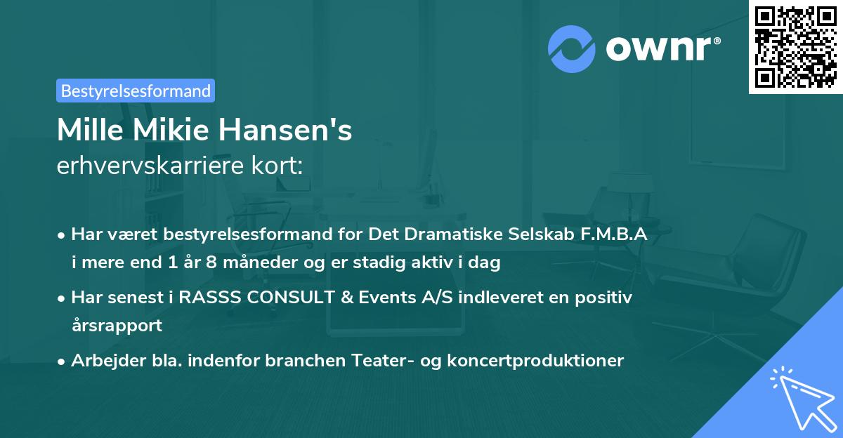 Mille Mikie Hansen's erhvervskarriere kort
