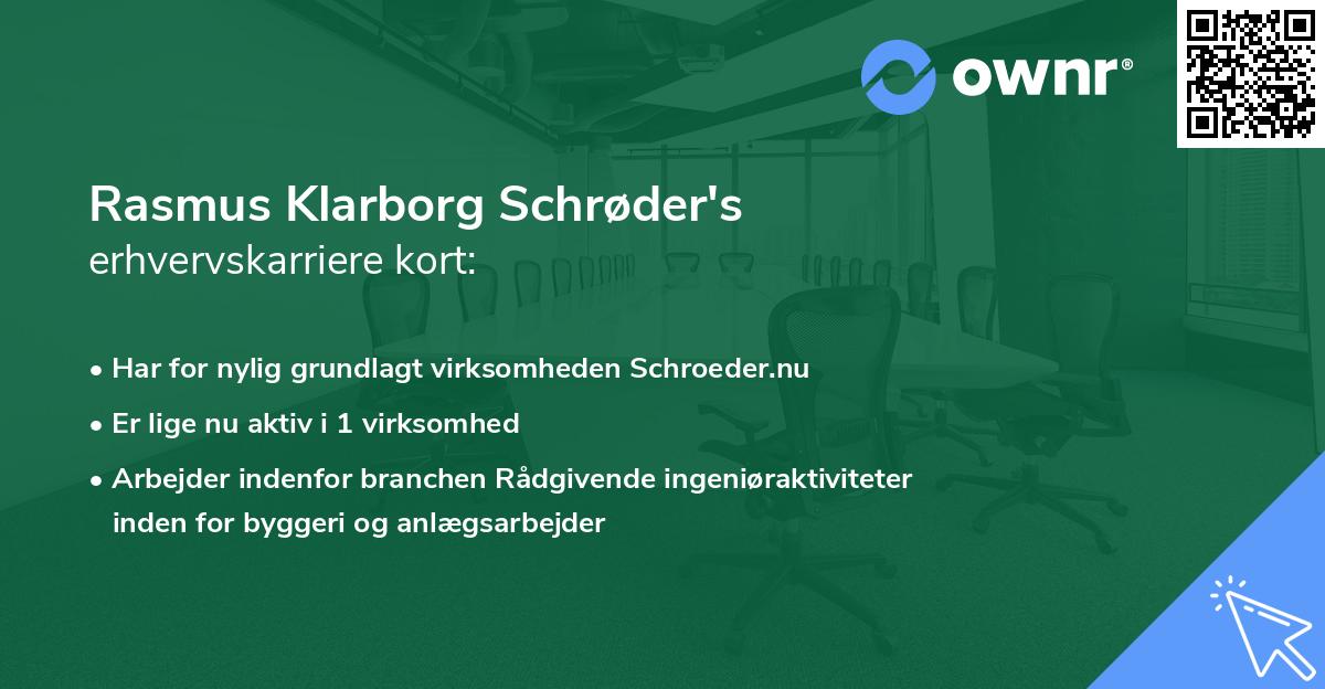 Rasmus Klarborg Schrøder's erhvervskarriere kort