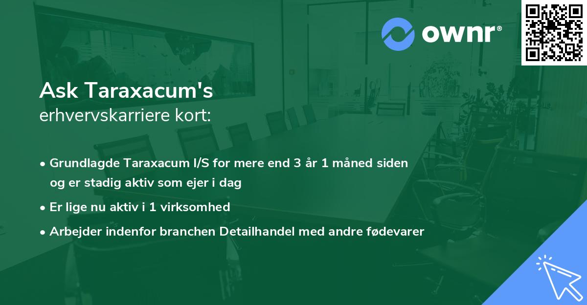 Ask Taraxacum's erhvervskarriere kort