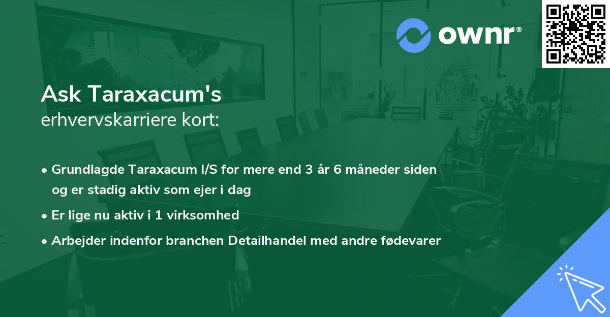 Ask Taraxacum's erhvervskarriere kort