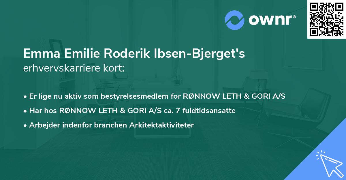 Emma Emilie Roderik Ibsen-Bjerget's erhvervskarriere kort
