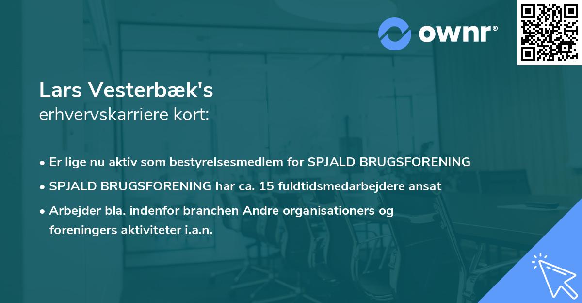 Lars Vesterbæk's erhvervskarriere kort
