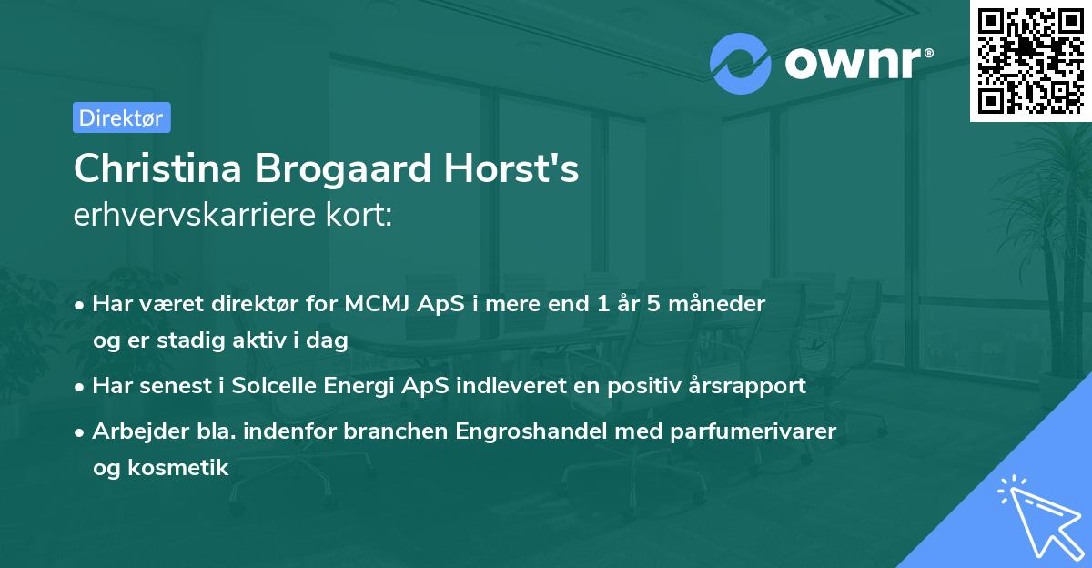 Christina Brogaard Horst's erhvervskarriere kort