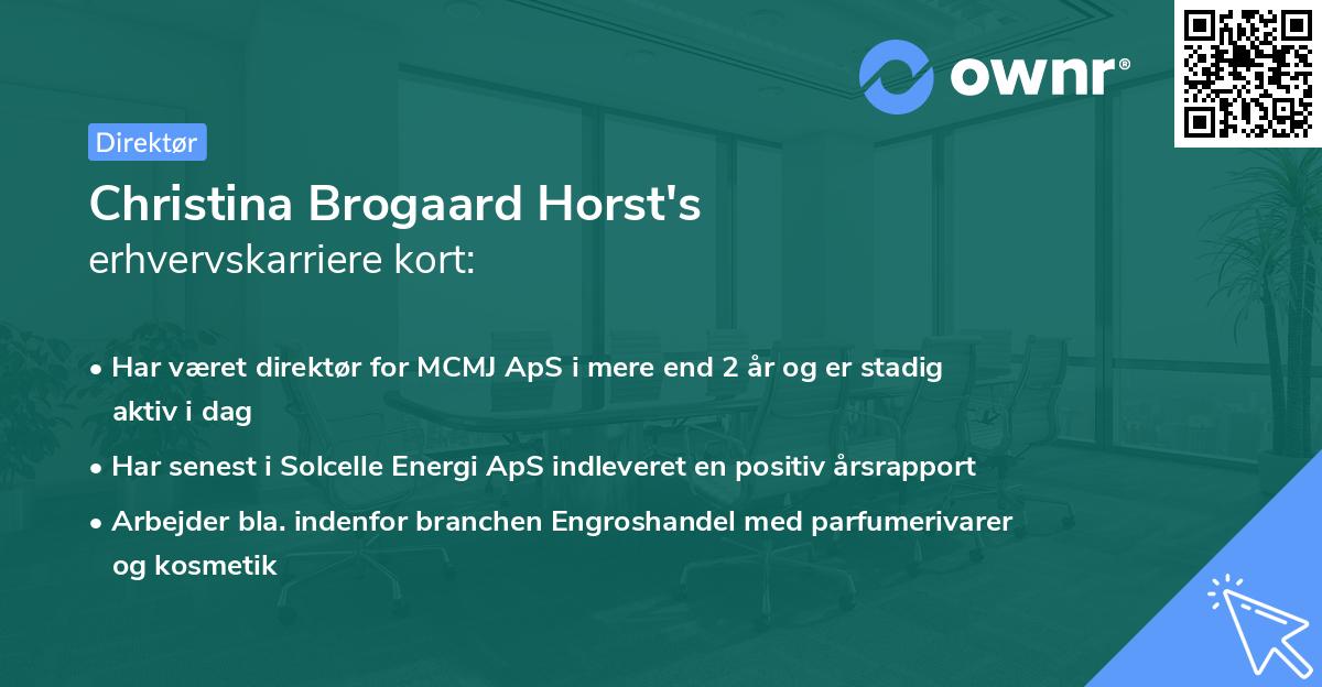 Christina Brogaard Horst's erhvervskarriere kort