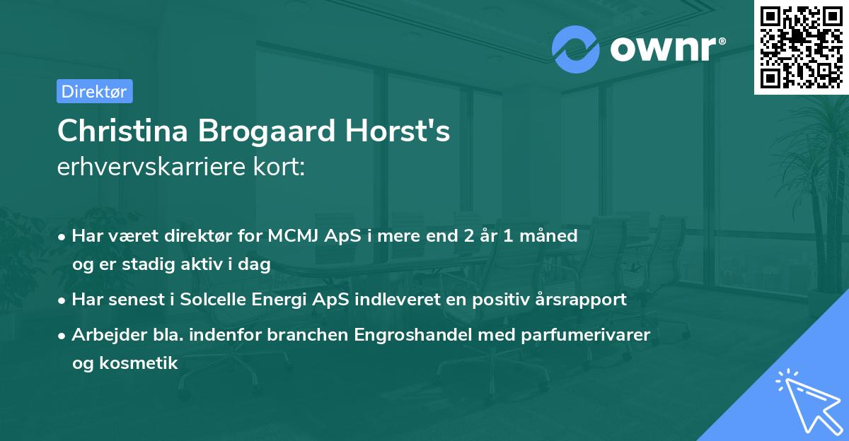 Christina Brogaard Horst's erhvervskarriere kort