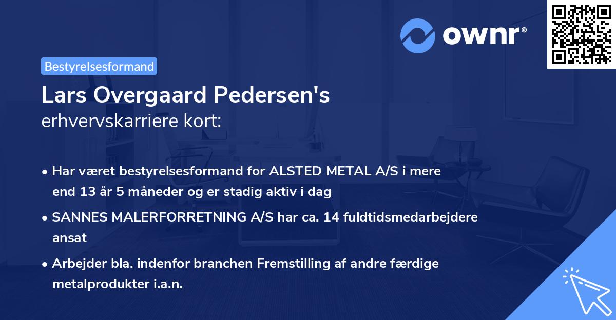 Lars Overgaard Pedersen's erhvervskarriere kort